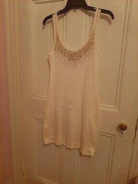 Ribbed Midi Tank Dress with Gold Sequin Detail